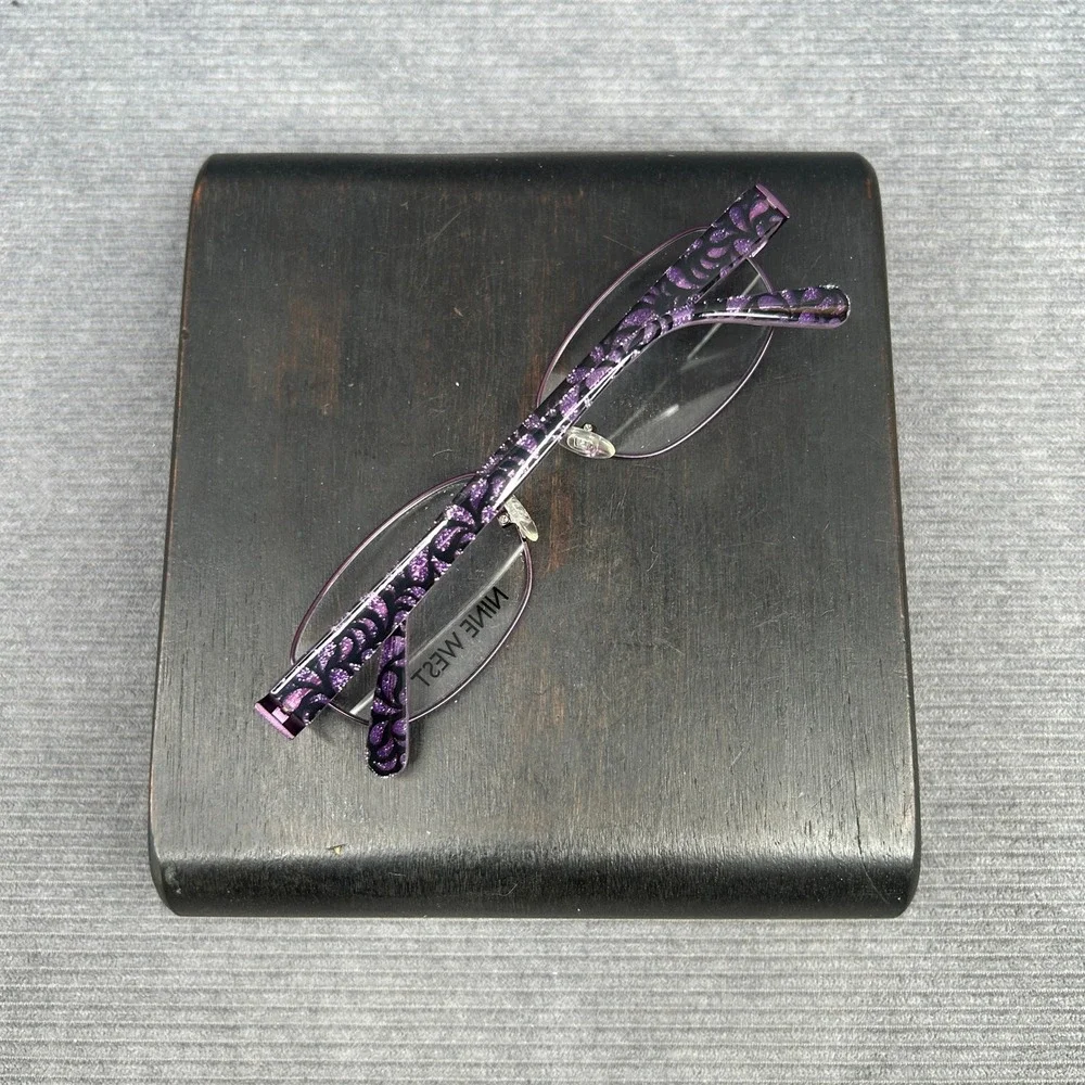 Nine West NW1036 500 Purple Oval Semi-Rimless Y2k Eyeglasses Frames 52-16-135